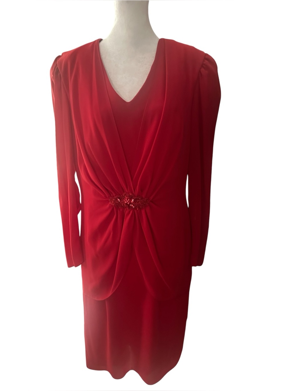 Vintage 80s dress with sequin beaded detail fits like a 12